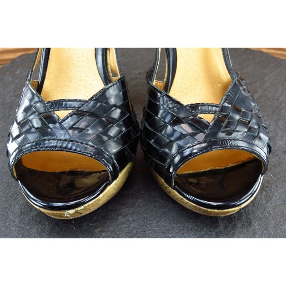Seychelles Women's Platform‎ Heels Size 7 Black Patent Leather Slingback Dress - Picture 2 of 7